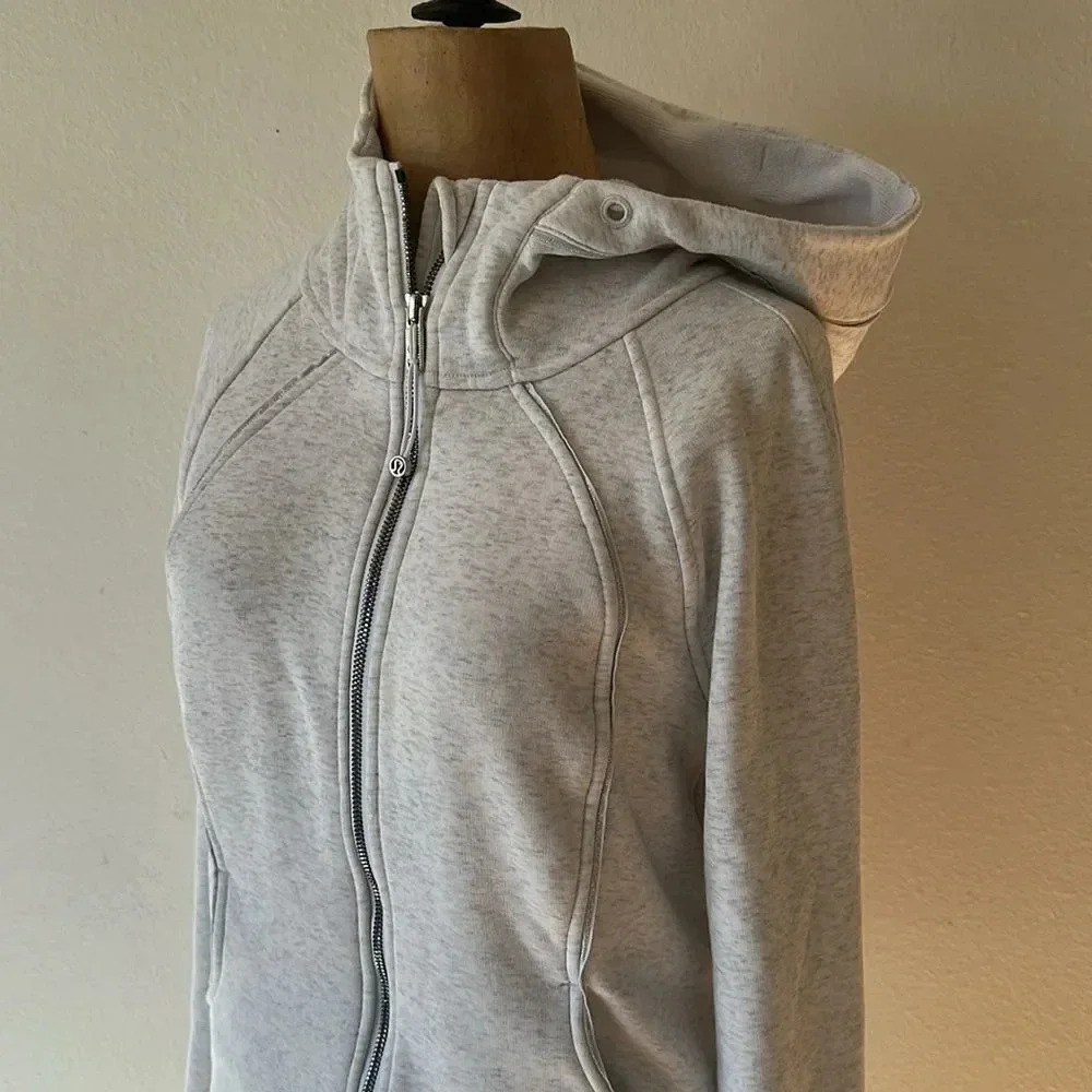 Lululemon sz 6 Scuba Hoodie Plush Heathered White / White great pre owned cond - Picture 4 of 14